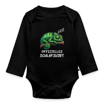 Official Sleep Shirt Chameleon Chameleon Holder - Organic Longsleeve Baby Bodysuit - black - Front