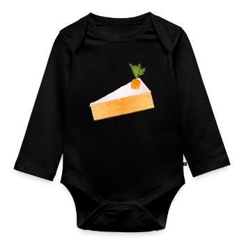 Moist carrot cake with funny decoration - Organic Longsleeve Baby Bodysuit - black - Front