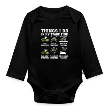 Lustige Traktoren Liebhaber Dinge, die ich in meiner Freizeit mache - Baby Bio-Langarm-Body - Schwarz - Vorne