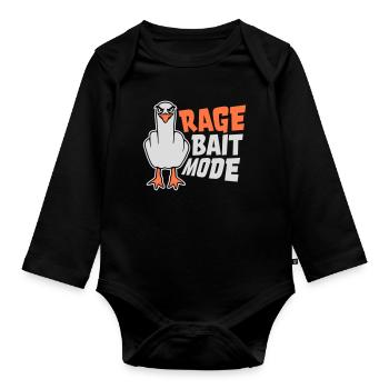 Rage Bait Fashion Seagull Bird Nasty Funny Provocation - Organic Longsleeve Baby Bodysuit - black - Front
