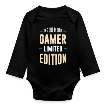 Gamer Limited Edition – Unique Typography - Organic Longsleeve Baby Bodysuit - black - Front