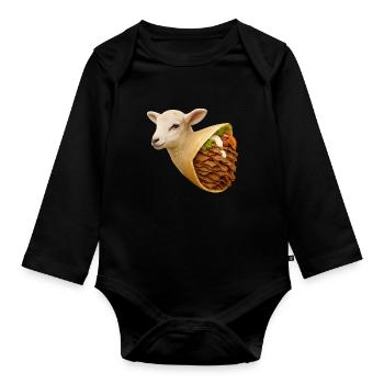 Lamm-Döner | Reduzierter Fleischkonsum - Baby Bio-Langarm-Body - Schwarz - Vorne