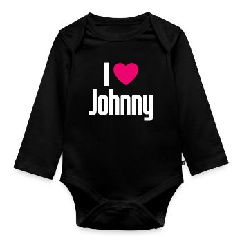 J’aime Johnny Coeur rose J’aime Johnny - Body Bébé bio manches longues - noir - Devant