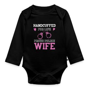 Handcuffs Dear Policewoman - Organic Longsleeve Baby Bodysuit - black - Front