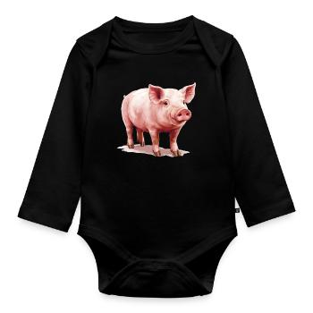 Schweine Schwein - Baby Bio-Langarm-Body - Schwarz - Vorne