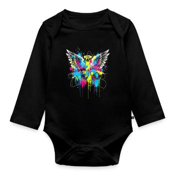 AILES D’ANGE URBAIN SPLASH Art du graffiti - Body Bébé bio manches longues - noir - Devant