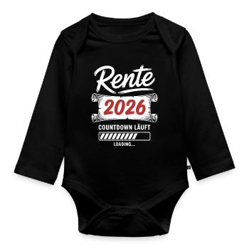 Rente 2026 Countdown läuft - Baby Bio-Langarm-Body - Schwarz - Vorne