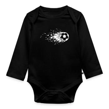 Energischer Fußball Kunst Fußball - Baby Bio-Langarm-Body - Schwarz - Vorne