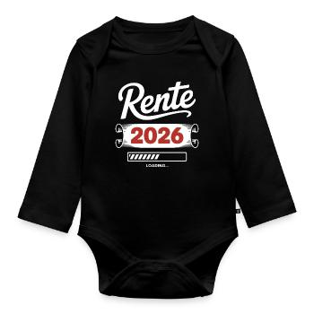 Rente 2026 Ladezeit Shirt - Baby Bio-Langarm-Body - Schwarz - Vorne