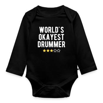 Le batteur le plus correct, le sarcasme du monde : humour 3 étoiles - Body Bébé bio manches longues - noir - Devant