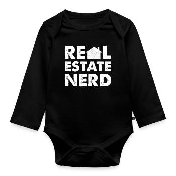Nerd de l’immobilier - Body Bébé bio manches longues - noir - Devant