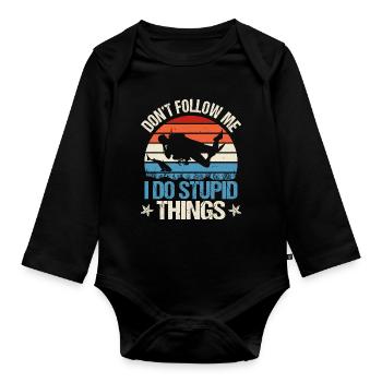 Diving divers - Organic Longsleeve Baby Bodysuit - black - Front