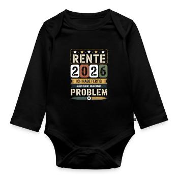 Rente 2026 Ich habe fertig - Baby Bio-Langarm-Body - Schwarz - Vorne