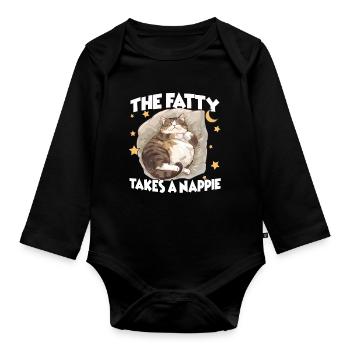 Perfect gift idea for cat lovers Cozy Cat - Organic Longsleeve Baby Bodysuit - black - Front