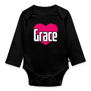 J’aime Grace Coeur rose J’aime Grace - Body Bébé bio manches longues - noir - Devant