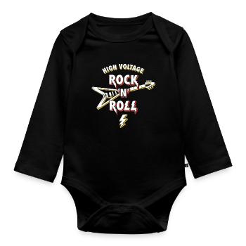 High Voltage Rock N Roll Guitar - Organic Longsleeve Baby Bodysuit - black - Front
