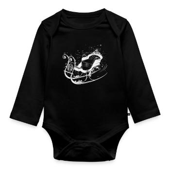 Eleganter Winter-Schlitten Ornamente - Baby Bio-Langarm-Body - Schwarz - Vorne