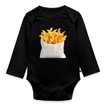 Frites Sac de restauration rapide - Body Bébé bio manches longues - noir - Devant