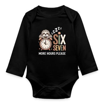 Sleeping Sloth: More Hours Please - Organic Longsleeve Baby Bodysuit - black - Front