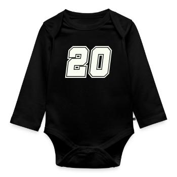 20 Zahl - Baby Bio-Langarm-Body - Schwarz - Vorne