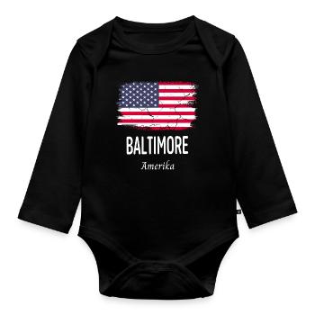 Baltimore - Baby Bio-Langarm-Body - Schwarz - Vorne