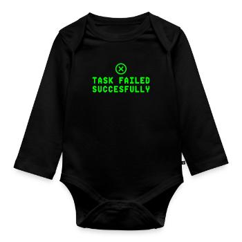 Task Failed Successfully IT Paradoxon - Organic Longsleeve Baby Bodysuit - black - Front