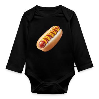 Hot Dog, Viennese Sausage, Sausage - Organic Longsleeve Baby Bodysuit - black - Front