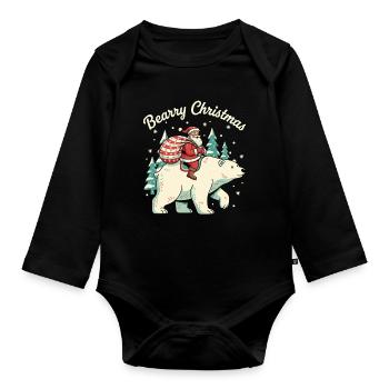 Ours de Noël Bearry Noël Noël - Body Bébé bio manches longues - noir - Devant
