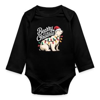Ours de Noël Bearry Noël Noël - Body Bébé bio manches longues - noir - Devant