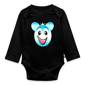 Fröhlicher Blau Weiß Bärenmaskottchen - Baby Bio-Langarm-Body - Schwarz - Vorne