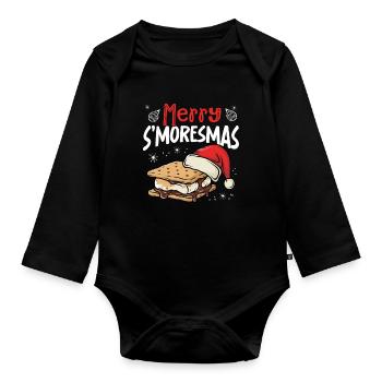 Joyeux feu de camp de vacances drôle de Noël - Body Bébé bio manches longues - noir - Devant