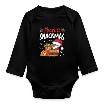 Merry Snackmas, Funny Christmas Foodie - Organic Longsleeve Baby Bodysuit - black - Front
