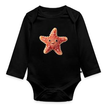 Étoile de mer - Body Bébé bio manches longues - noir - Devant