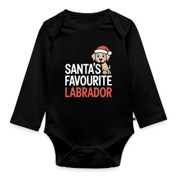Santa’s Favourite Labrador Christmas Design - Organic Longsleeve Baby Bodysuit - black - Front