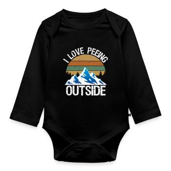 I Love Peeing Outside Camping Hiking - Body Bébé bio manches longues - noir - Devant