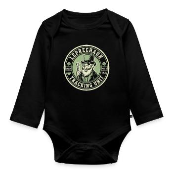 Lustiger Kobold-Tracking-Service zum St. Patrick's - Baby Bio-Langarm-Body - Schwarz - Vorne