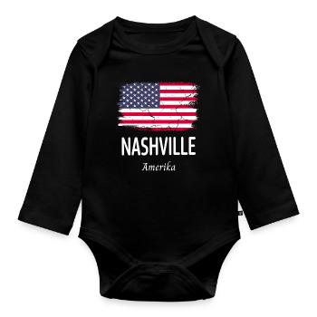 Nashville - Organic Longsleeve Baby Bodysuit - black - Front