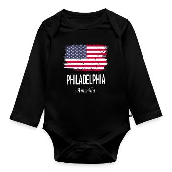 Philadelphia - Organic Longsleeve Baby Bodysuit - black - Front