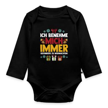 Santa Claus Christmas Time Christmas - Organic Longsleeve Baby Bodysuit - black - Front