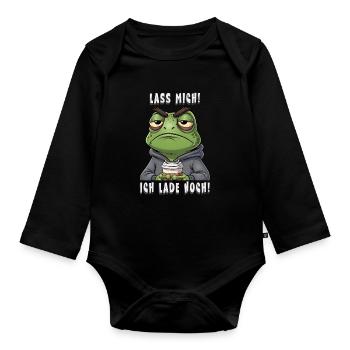 Grumpy Frog Coffee Saying Let Me I Invite - Organic Longsleeve Baby Bodysuit - black - Front