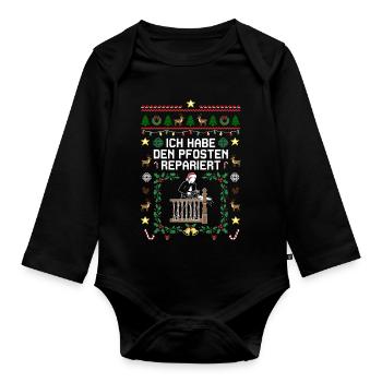 Ugly Christmas für eine schöne Bescherung - Baby Bio-Langarm-Body - Schwarz - Vorne