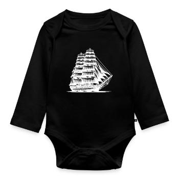 Vintage Sailing Ship Dreams Pure Nostalgia - Organic Longsleeve Baby Bodysuit - black - Front