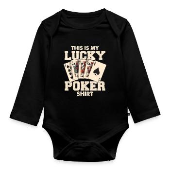 Lucky Poker Card Shirt - Organic Longsleeve Baby Bodysuit - black - Front