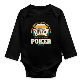 Pouvoir du poker : Homme aux compétences en poker - Body Bébé bio manches longues - noir - Devant