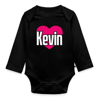 J’aime Kevin Pink Heart J’aime Kevin - Body Bébé bio manches longues - noir - Devant
