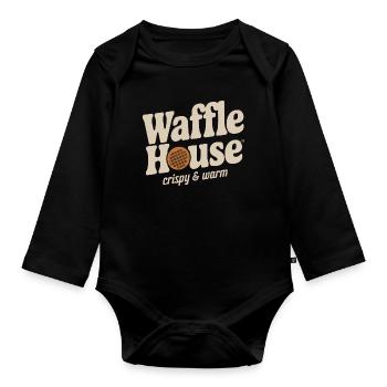 Waffle House – Crispy & Warm - Organic Longsleeve Baby Bodysuit - black - Front