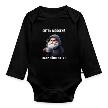 Grummel Weihnachtsmann Dünnes Eis Spruch - Body Bébé bio manches longues - noir - Devant