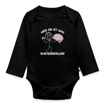 Here you fell down something sarcastic - Organic Longsleeve Baby Bodysuit - black - Front