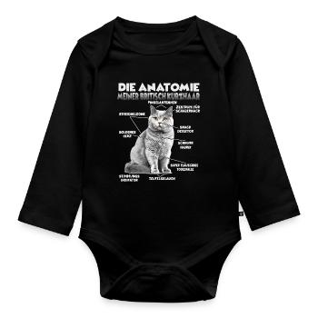 Britisch Kurzhaar Geschenk Katzenbesitzer Geschenk - Baby Bio-Langarm-Body - Schwarz - Vorne