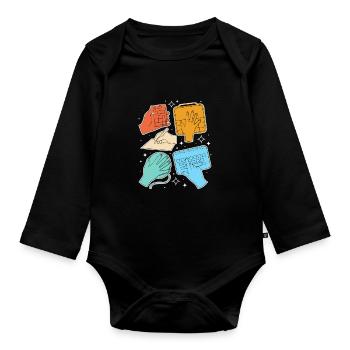 SLP Sign Language AAC Communication - Organic Longsleeve Baby Bodysuit - black - Front